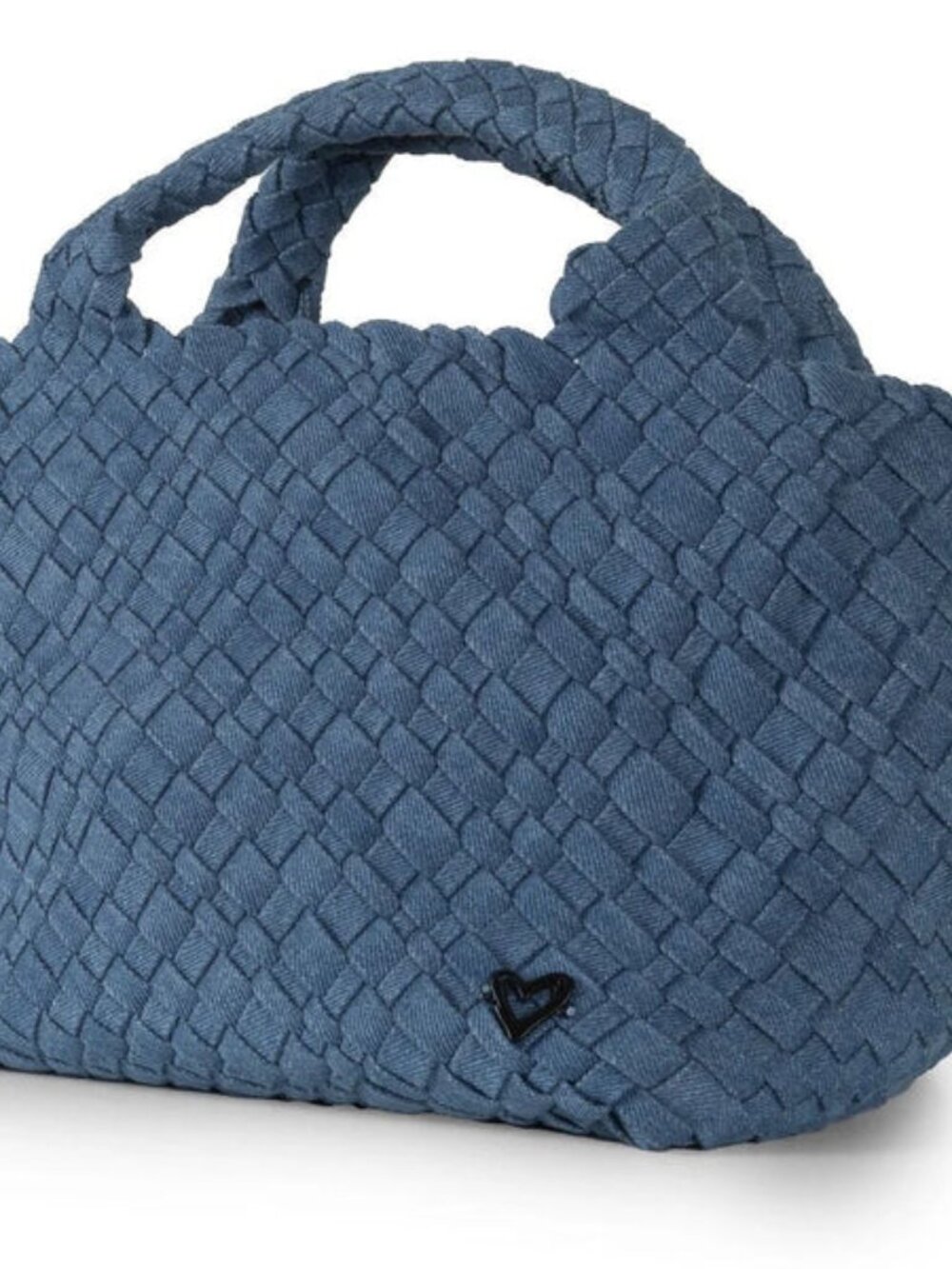 preneLOVE Brandon Small Woven Tote Bag Neoprene Denim Blue Handbag